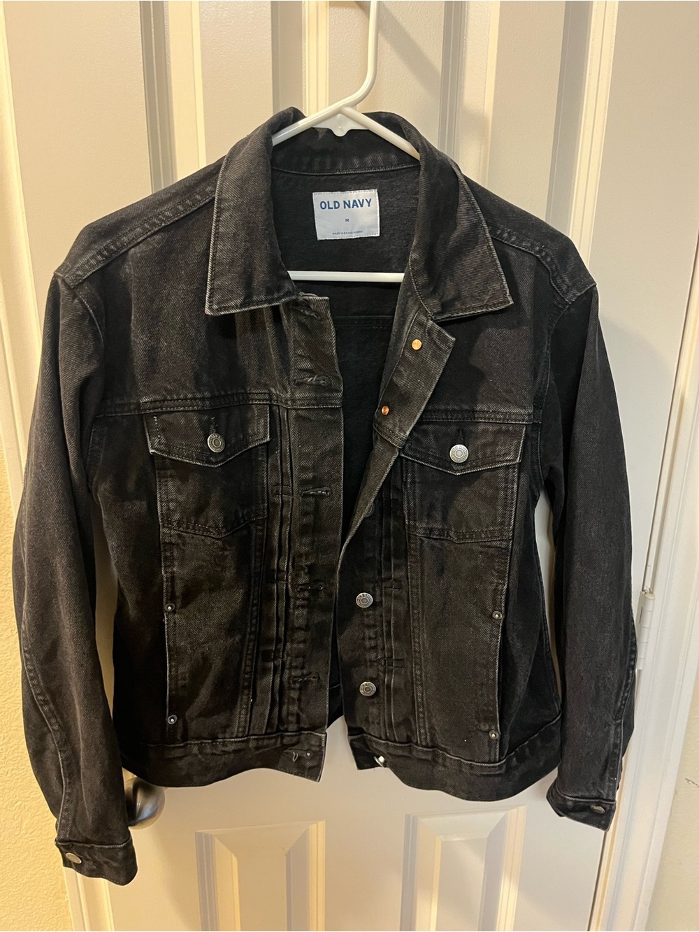 Old Navy Charcoal Black Denim Jacket with Copper Buttons
